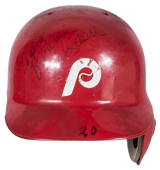 Circa 1975 Mike Schmidt Game Used, Signed & Inscribed Philadelphia Phillies Batting Helmet – NL HR Champ Era (JT Sports & Beckett)